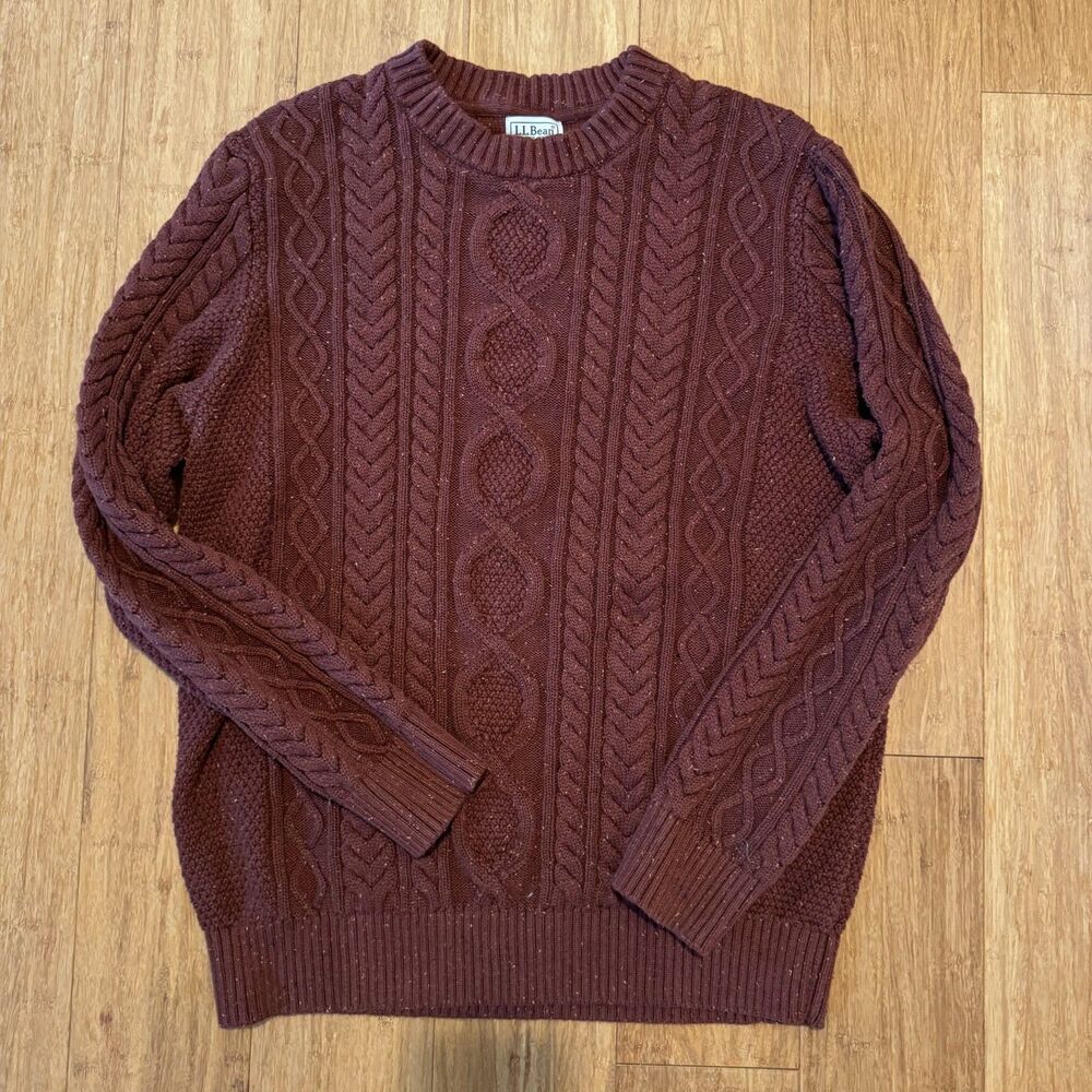 LL Bean Men's Bean's Heritage 100% Cotton Fisherman Sweater, Crewneck S XL Tall